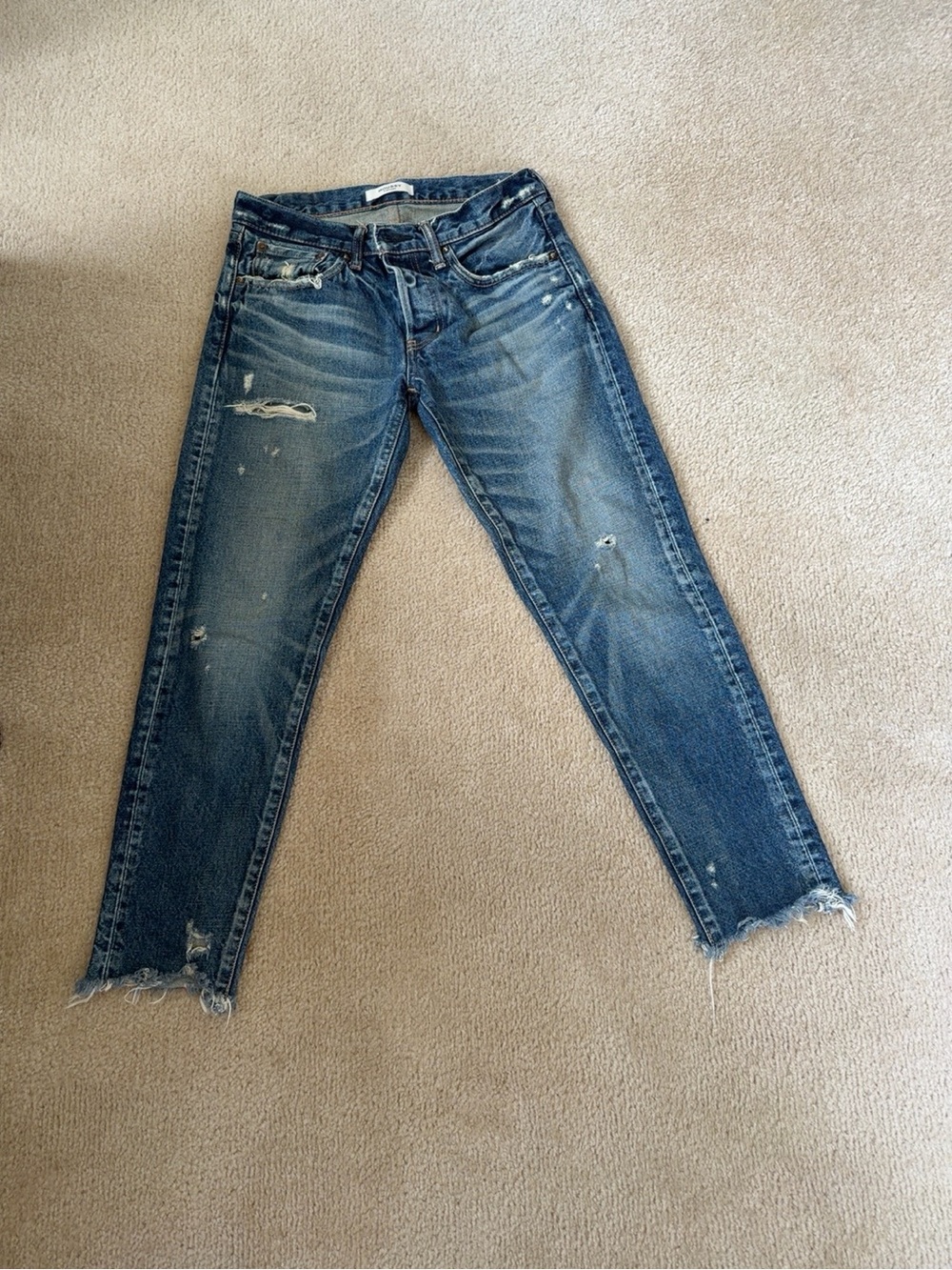 Moussy vintage distressed, straight crop jeans, size 26 made in Japan